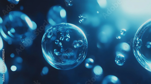 Wallpaper Mural Blue transparent spheres with reflection Torontodigital.ca