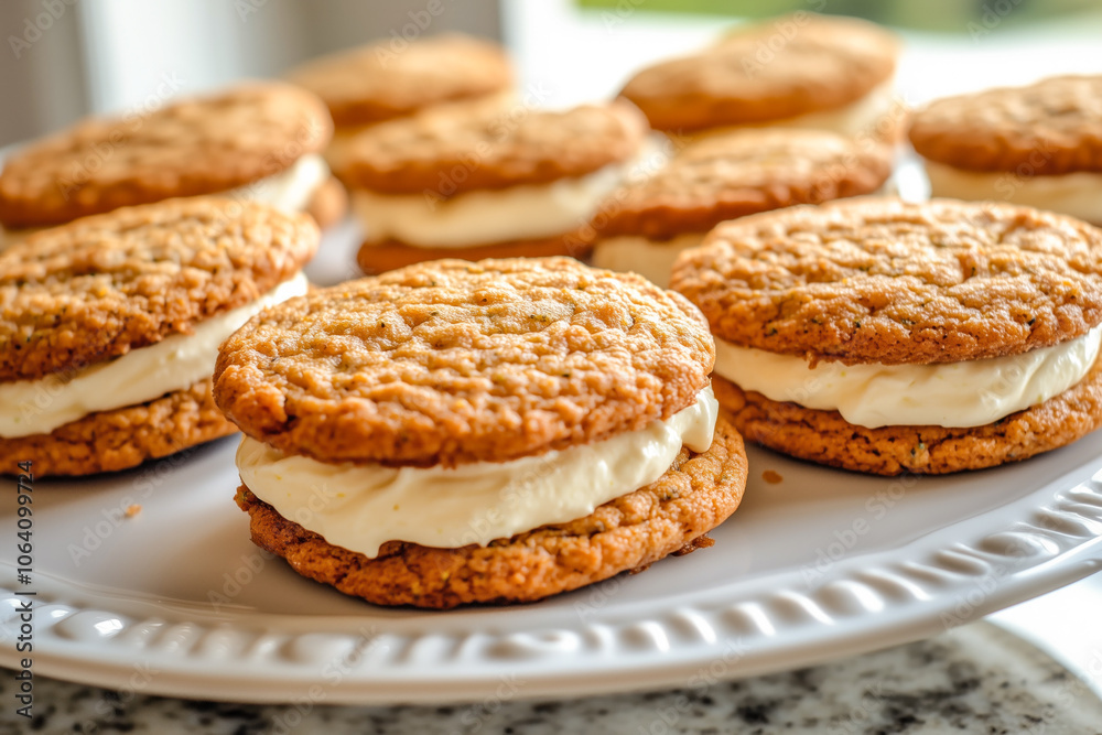 Oatmeal sandwich cookies with cream filling Oatmeal sandwich cookies with cream filling