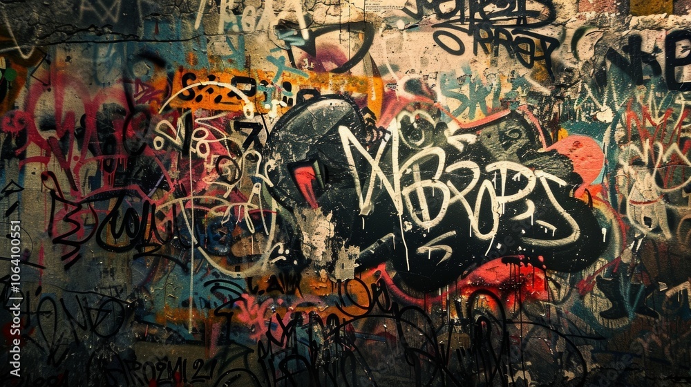 Fototapeta premium Urban Graffiti Art with Hate Speech Elements