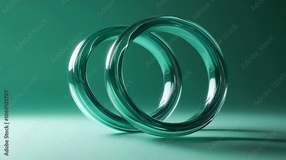 Glass circles composition on green Glass circles composition on green