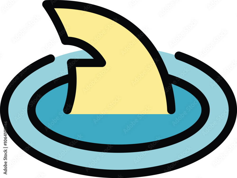 Fotografie Shark fin is surfacing in the water creating concentric circles, suggesting dang