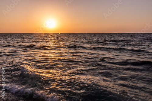 Sunset at the sea in Jeddah, Saudi Arabia