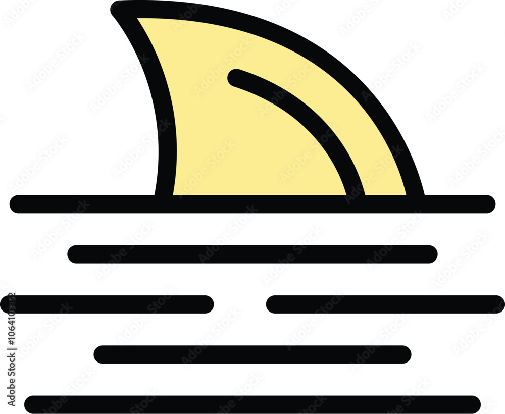 Fényképezés Minimal illustration of a shark fin swimming at the surface of the ocean