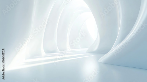 Abstract white curves in minimalist architectural setting