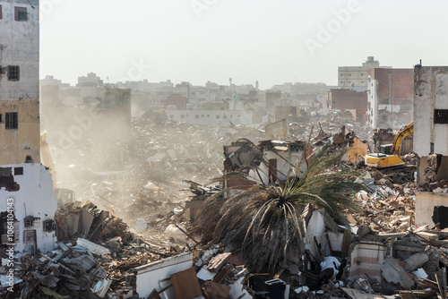 Old neigborhood being demolished in Jeddah, Saudi Arabia photo