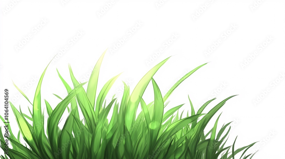 Obraz premium Lush Green Grass Blades on White: A Close-Up View