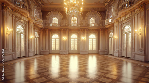 Victorian interior design furniture flooring lighting. Victorian Ballroom. Illustration