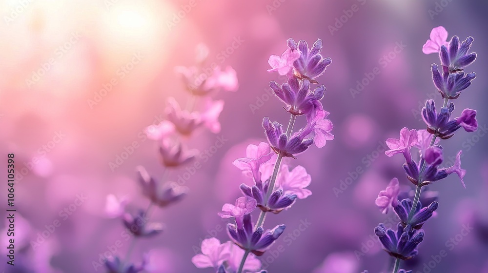 Lavender flowers with soft pink bokeh background Lavender flowers with soft pink bokeh background