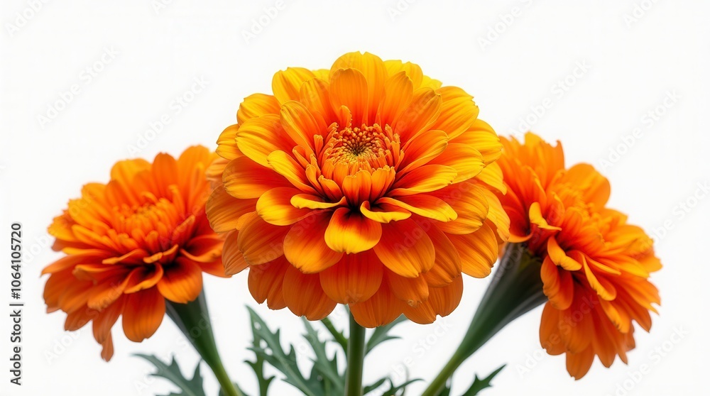 Orange and Red Marigold Flowers Isolated on White Background Vibrant Floral Arrangement Orange and Red Marigold Flowers Isolated on White Background Vibrant Floral Arrangement