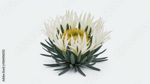 Kniphofia uvaria plant with spiky green leaves and closed flower buds photo