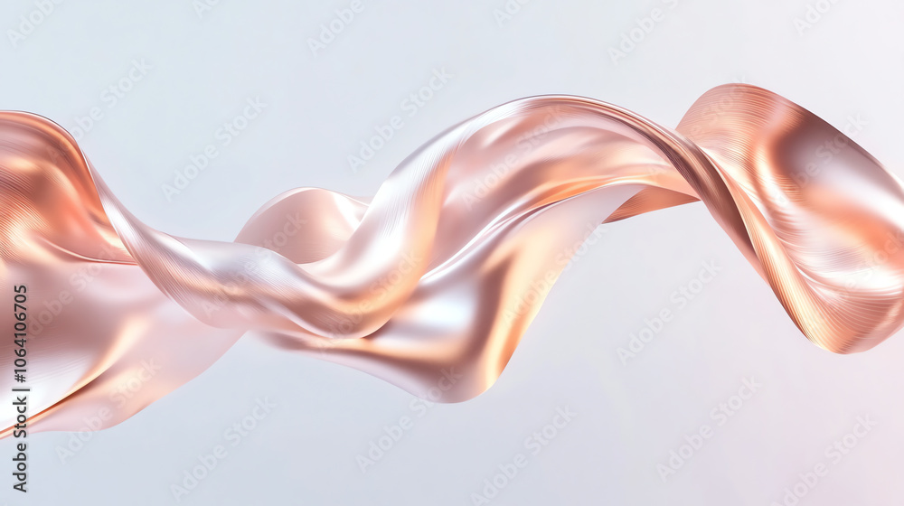Rose gold silk ribbon in gentle motion Rose gold silk ribbon in gentle motion
