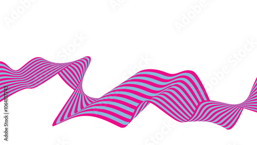 Abstract curve wave stripe lines , Dynamic 3D line wave art,  Line Art with Optical Illusion 