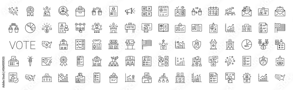 voting process elections democracy line icons set, defeat government power victory voting process elections democracy line icons set, defeat government power victory