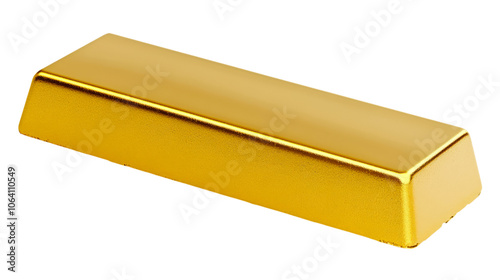 shiny gold bar, isolated on a transparent background 