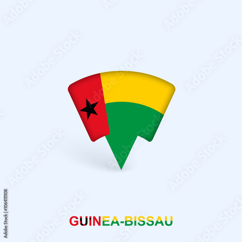 Free Download Guinea-Bissau Flag Map Pointer Design with Shadow. - GFXLoad