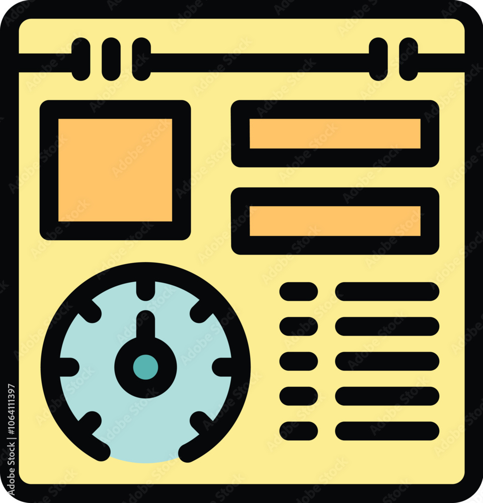 Simple icon of a project management app interface displaying various elements, including a clock highlighting the time tracking functionality Simple icon of a project management app interface displaying various elements, including a clock highlighting the time tracking functionality