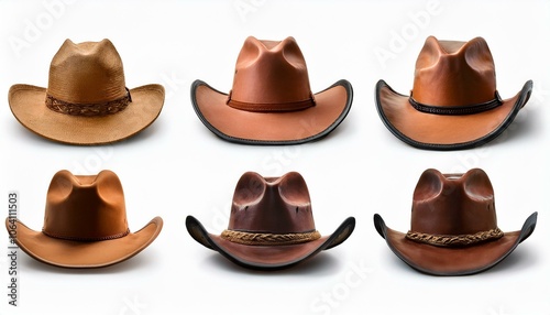 Cowboy Hat Set Isolated on White Background