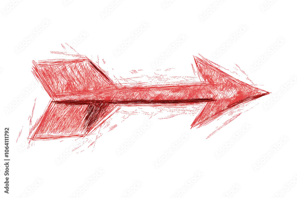 Red arrow illustration with pointed tip and curved body. Slightly tilted to right direction. Graphic design element isolated on isolated transparent background. Simple, bold, and dynamic shape. Red arrow illustration with pointed tip and curved body. Slightly tilted to right direction. Graphic design element isolated on isolated transparent background. Simple, bold, and dynamic shape.