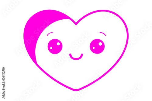 Cute Heart Emoji vector art illustration