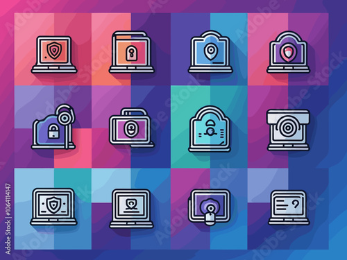 Data protection icon collection set. Containing privacy, security, encryption, cyber, confidentiality, consent, personal information icon. Simple line vector.