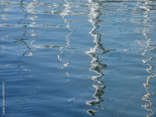 Rippling water reflections at the dock, capturing the serene interplay of light and movement in the afternoon sun