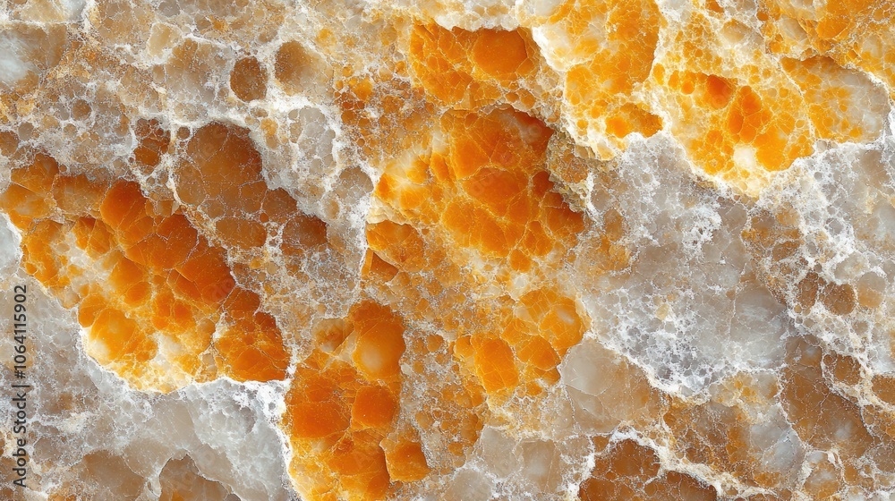 Closeup of orange and white marble with a porous texture. Closeup of orange and white marble with a porous texture.