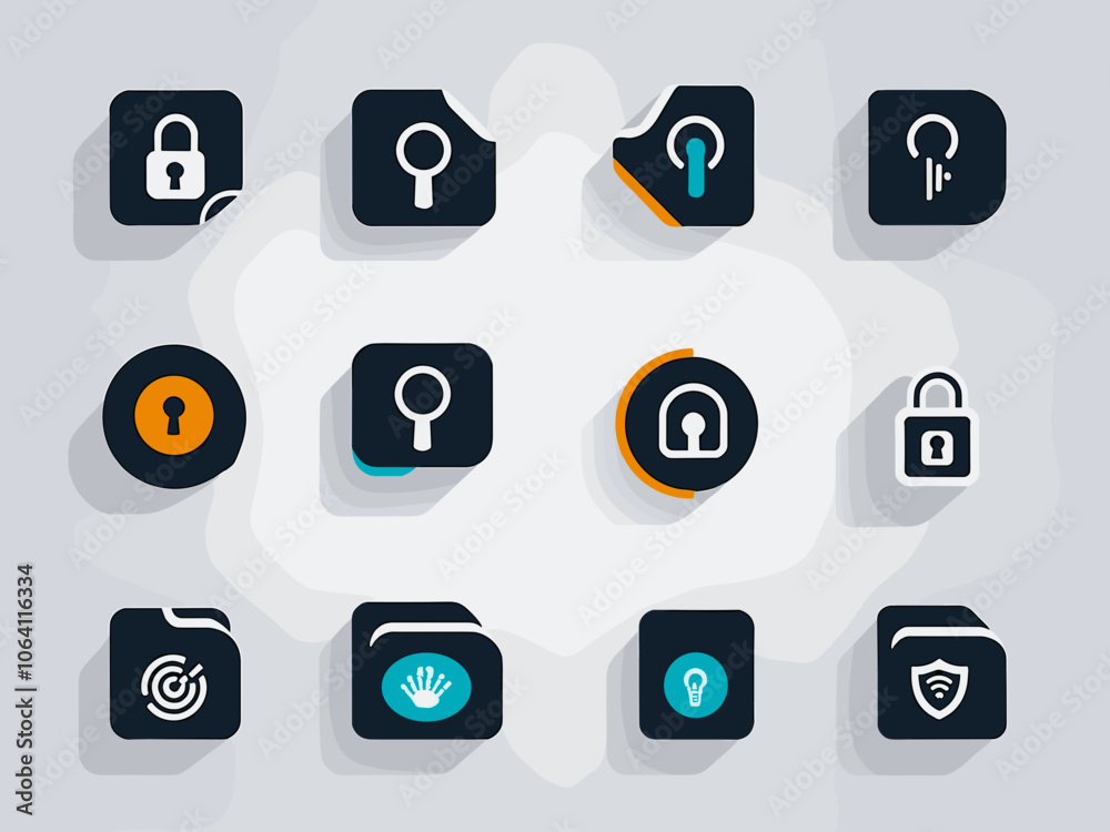 Authentication icon collection set. Containing identity, verification, access, password, biometric, authorization, secure icon. Simple flat vector illustration. Authentication icon collection set. Containing identity, verification, access, password, biometric, authorization, secure icon. Simple flat vector illustration.