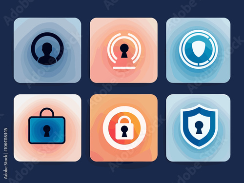 Authentication icon collection set. Containing identity, verification, access, password, biometric, authorization, secure icon. Simple flat vector illustration.