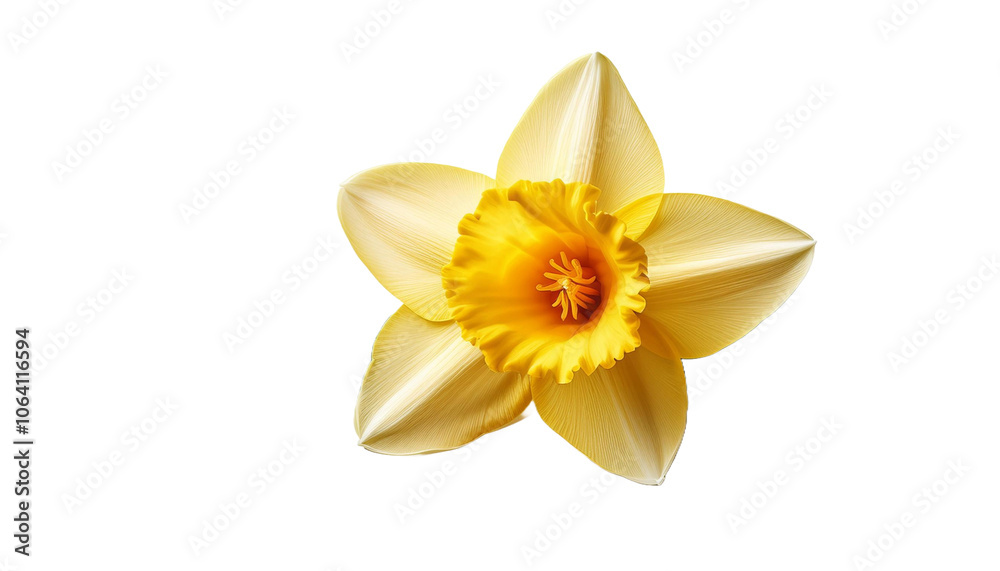 Realistic Daffodil with branch and leaves on white background Realistic Daffodil with branch and leaves on white background