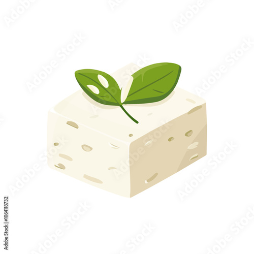 2D flat vector illustration tofu block icon isolated on a white background.