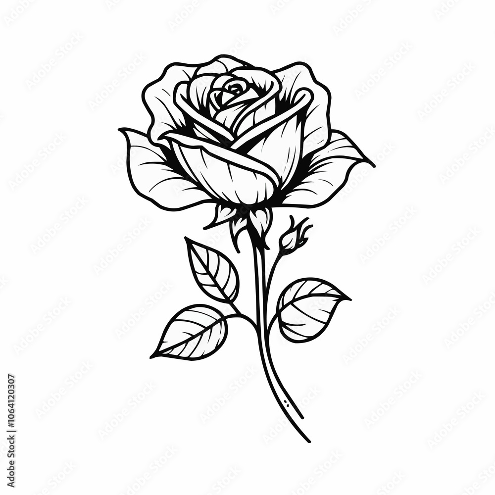 Elegant Rose Line Art Tattoo Elegant Rose Line Art Tattoo