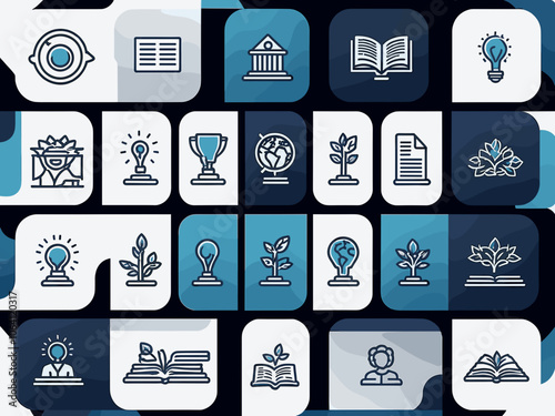 Learn and lead icon collection set. Containing knowledge, study, grow, development, exploration, training, adaptation icon. Simple line vector.