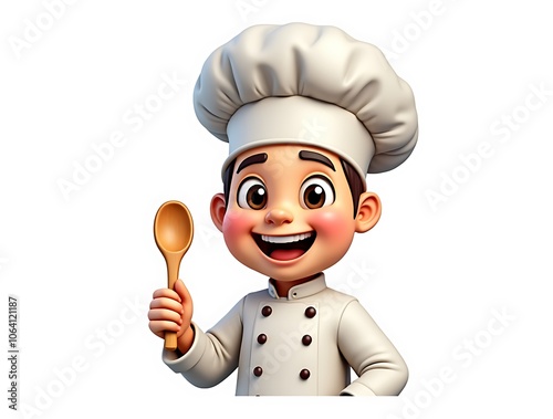 Chef Emoji with Toque Hat and Wooden Spoon for Culinary Themes
