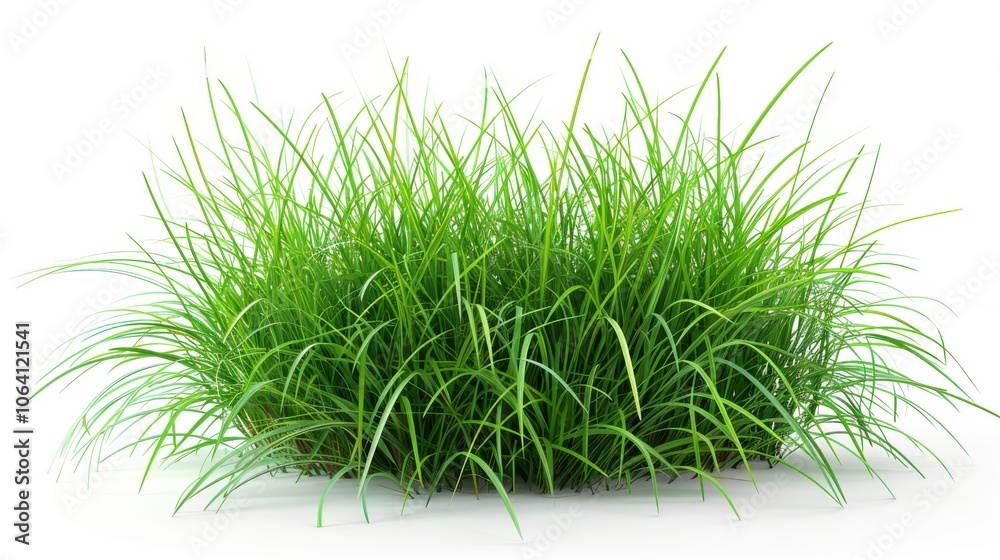 Green grassland, isolated on white, with dew drops on the blades. A fresh and calming nature scene Green grassland, isolated on white, with dew drops on the blades. A fresh and calming nature scene