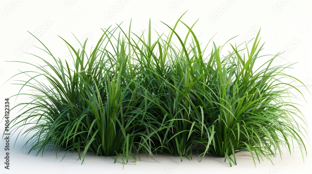 Green grassland, isolated on white, with dew drops on the blades. A fresh and calming nature scene Green grassland, isolated on white, with dew drops on the blades. A fresh and calming nature scene