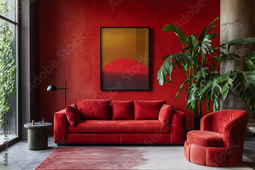 Elegant and Natural Modern Living Room: Luxurious Interior Photography Showcasing Contemporary Design with Organic Accents