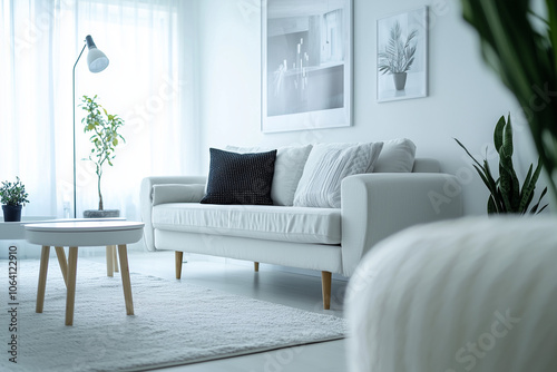 Elegant and Natural Modern Living Room: Luxurious Interior Photography Showcasing Contemporary Design with Organic Accents