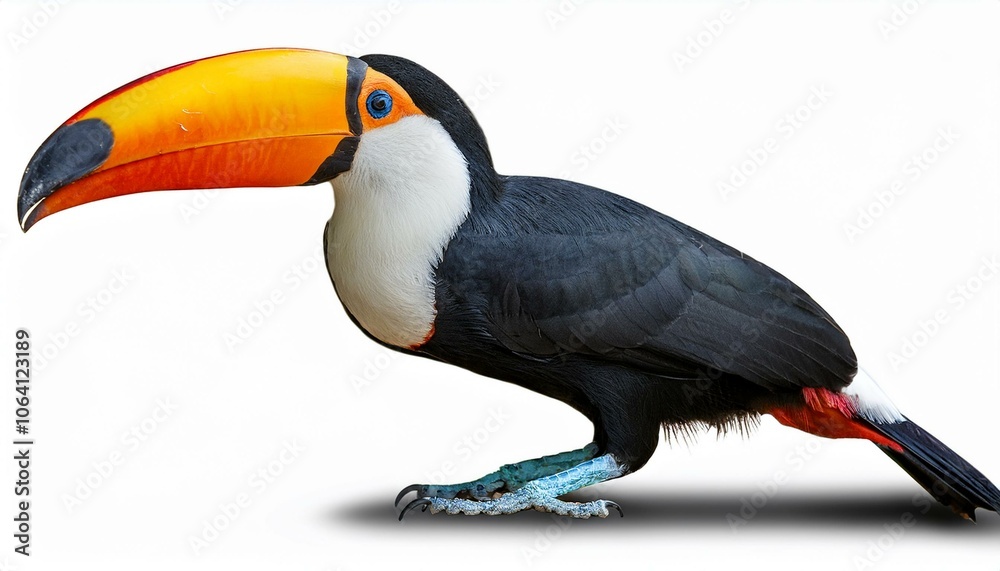 Fototapeta premium Toucan bird side view full body isolate on White background PNG