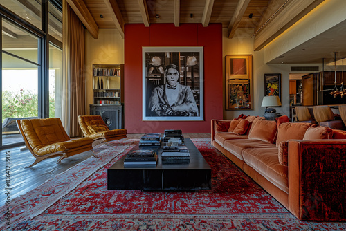 Elegant and Natural Modern Living Room: Luxurious Interior Photography Showcasing Contemporary Design with Organic Accents