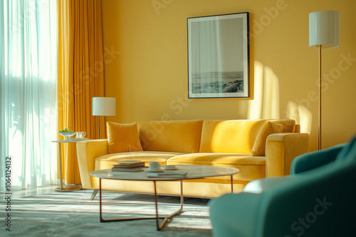 Elegant and Natural Modern Living Room: Luxurious Interior Photography Showcasing Contemporary Design with Organic Accents