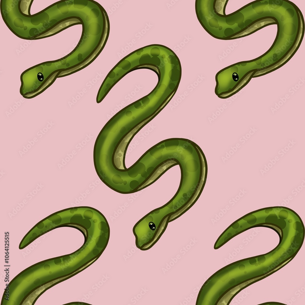 Naklejka premium Snakes Pattern with Pink Background Seamless Pattern Design