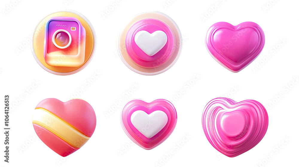 Colorful Heart and Love Icons in Circular Designs for Apps or Websites Generative AI Colorful Heart and Love Icons in Circular Designs for Apps or Websites Generative AI
