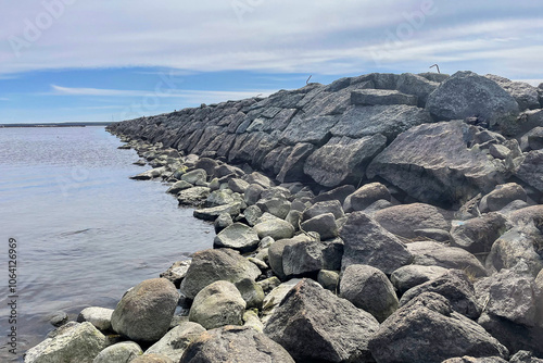 An old stone pier on the Gulf of Finland. Primorsk, Leningrad region, St. Petersburg.