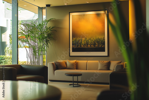 Elegant and Natural Modern Living Room: Luxurious Interior Photography Showcasing Contemporary Design with Organic Accents