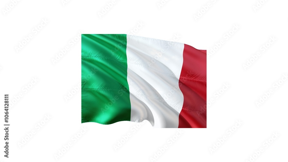Italian Republic national flag isolated on white background. Italy is a country in Southern and Western Europe.