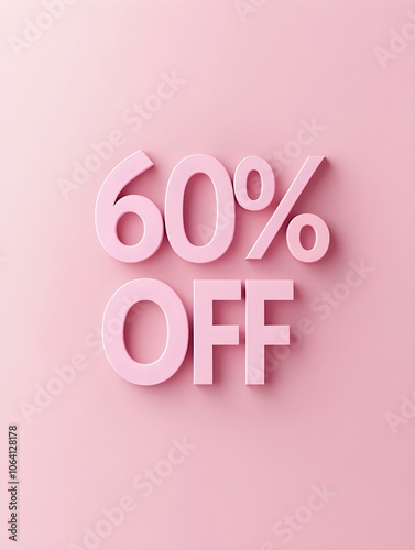 Light Pink '60% OFF' Promotional Sign on a Light Pink Background