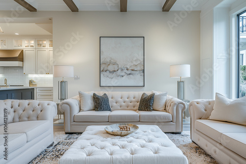 Elegant and Natural Modern Living Room: Luxurious Interior Photography Showcasing Contemporary Design with Organic Accents