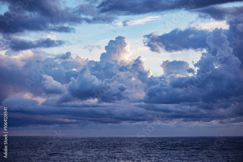 Amazing sunset sky above the sea.