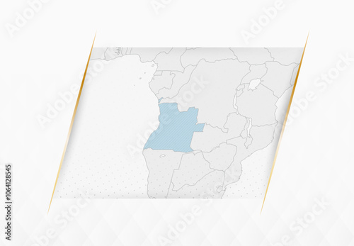 Angola Map in Blue with Gold Framed Accents. Modern Vector Map of Angola.
