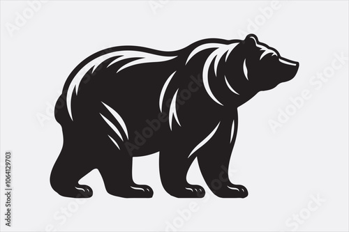 A solid black silhouette of a bear.